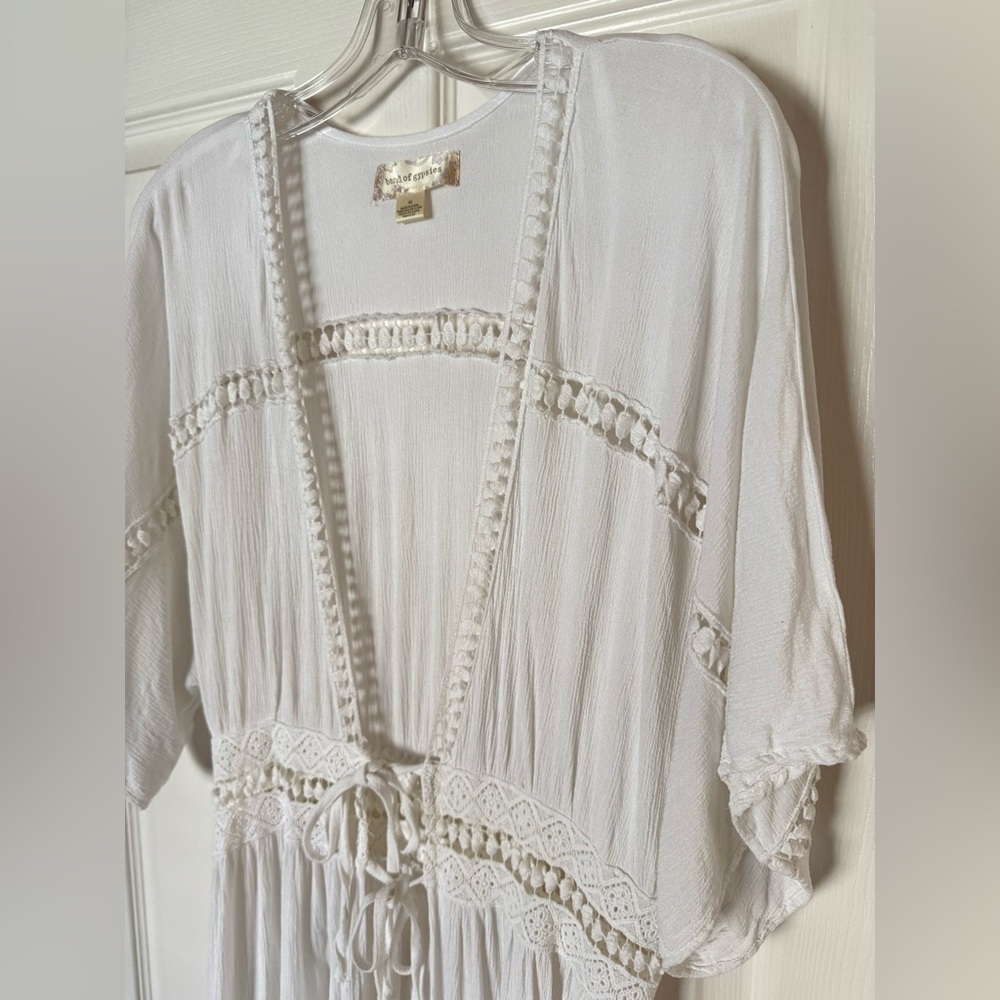 Band of Gypsies size M white viscose gauze festival boho duster coverup